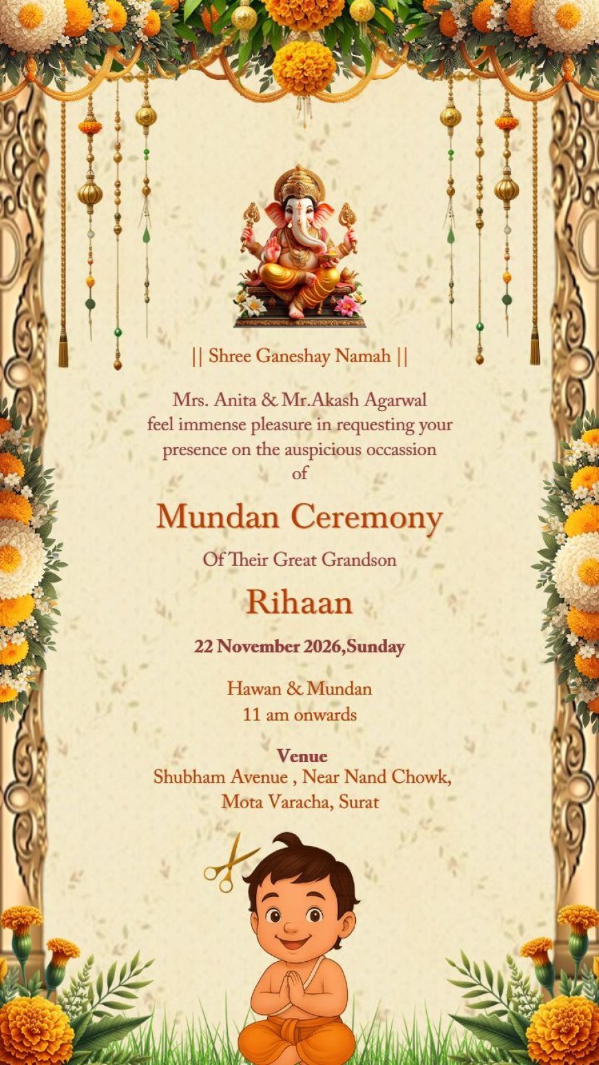 Mundan Card Design and Free Word Format Invitation Download